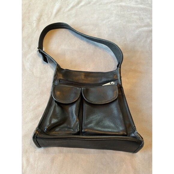 Le Donne Leather Collection Black Shoulder Bag Purse - Picture 2 of 9